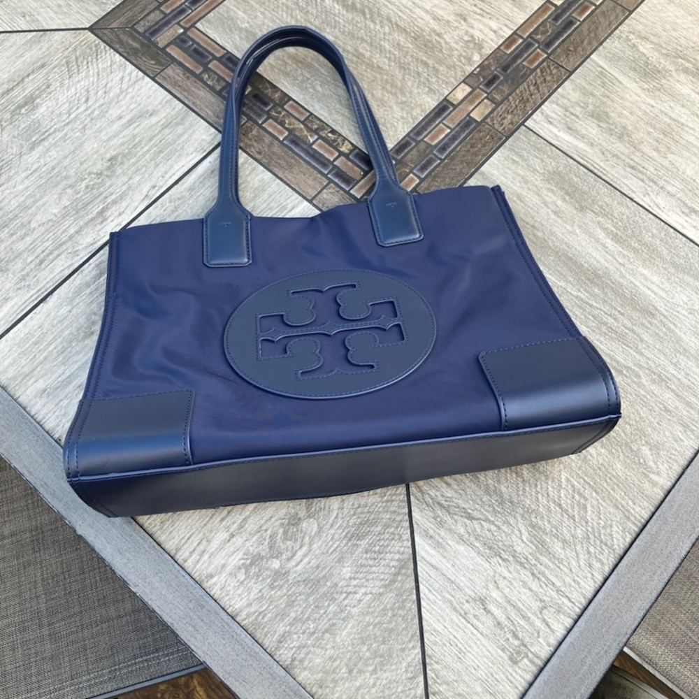 Tory Burch Navy Blue Ella Mini Tote Bag
